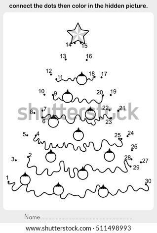 Christmas theme activity sheet – connect the dots then color in the hidden picture