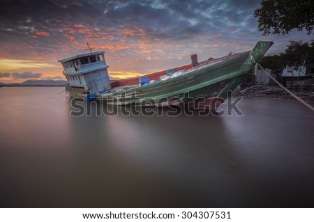 Fishing boat capsized at coastal of Phuket