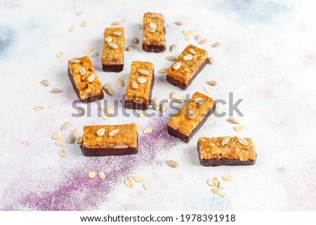 Similar – Image, Stock Photo Salted caramel chocolate cookies on ceramic plate