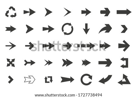set of black vector arrows icons arrows isolated on white background.