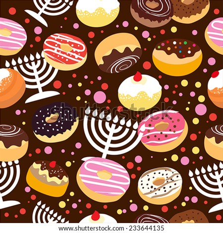 Seamless vector holiday hanukkah pattern
