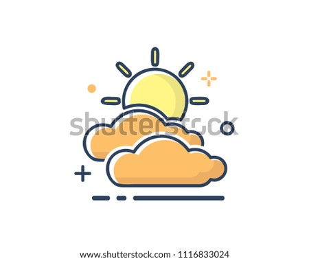 cloud sun water icon design illustration,line filled style design, designed for web and app