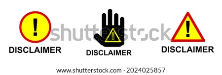 illustration vector graphic of disclaimer symbol triangle, hand, circle with exclamation mark and the text 