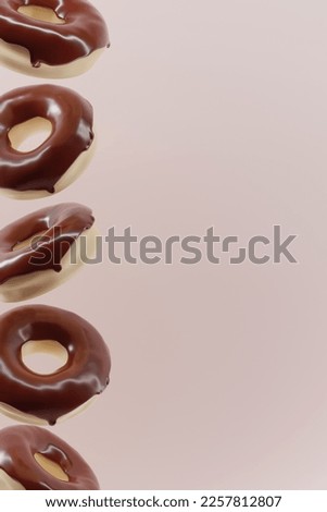 Similar – Image, Stock Photo Chocolate glazed donuts pattern. One doughnut with a missing bite