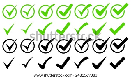 Check mark icons set. Tick symbols.Checklist signs . Check marks symbol. Vector
