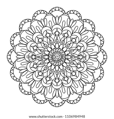 Mandala With Hand Drawn Elements In Arabic Indian Turkish Pakistan Motifs Image Shape For Coloring Floral Kaleidoscope Ornament
