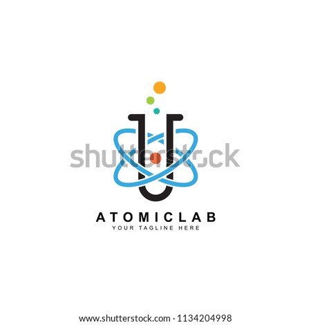 science lab logo, illustration of atomic nucleus vector design