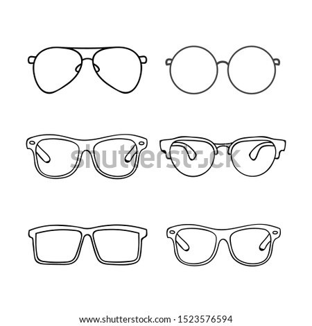 collection of sunglasses outline design isolated white background