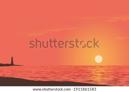 beautiful view of sunset gradient color concept vector illustration