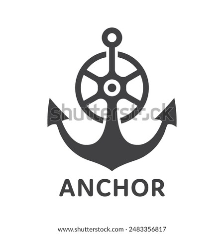 Anchor logo silhouette combination ship rudder