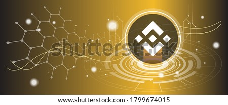 Binance coin symbol with crypto currency themed background design. Modern neon color banner for Binance or BNB icon. Cryptocurrency Blockchain technology, digital innovation & trade exchange concept.
