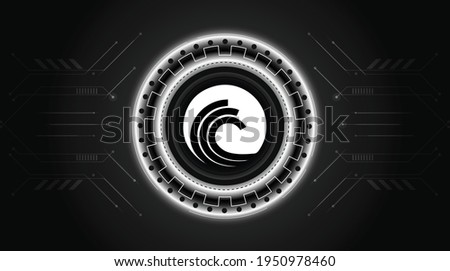 Bittorrent logo with crypto currency themed circle black background design. Modern neon color banner for BTT token icon. Bit Torrent Cryptocurrency Blockchain technology concept.