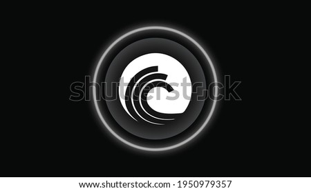 Bittorrent icon logo with crypto currency themed circle background design. Modern white neon color banner for BTT token. Bit Torrent Cryptocurrency Blockchain technology concept.