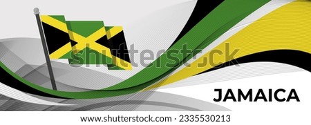 Jamaica flag for national day banner, green yellow black colors background and geometric abstract modern design. Jamaican flag independence day corporate business theme. Vector Illustration.