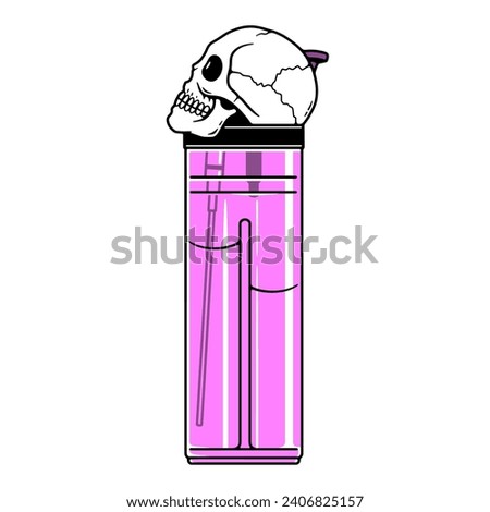 SKULL CIGARETTE LIGHTER COLOR WHITE BACKGROUND