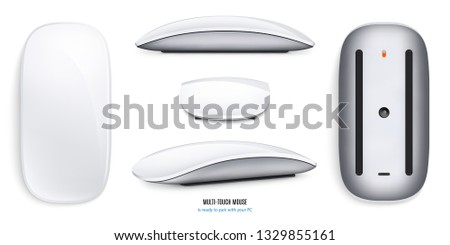 wireless mouse for computer and laptop silver color with shadow isolated on white background. realistic and detailed mice mockup. stock vector illustration