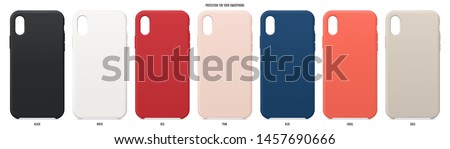 cases set for smartphone with shadow isolated on white background. realistic and detailed silicone protection for mobile phone. stock vector illustration