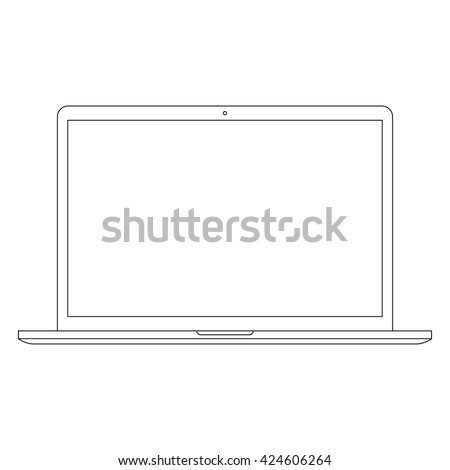 laptop icon in outline design isolated on white background. notebook mockup in thin line style. stock vector illustration