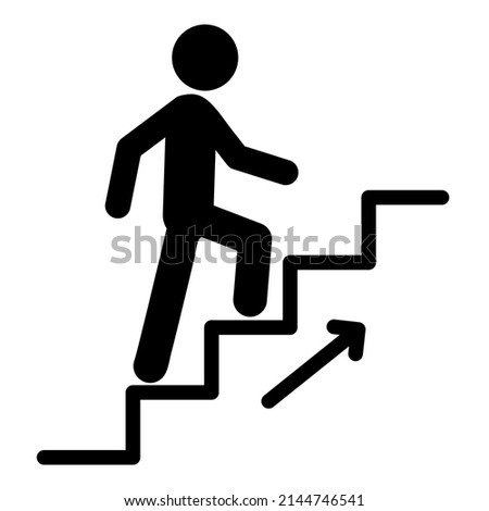 Climb Up  Stair Sign Flat Icon Isolated On White Background