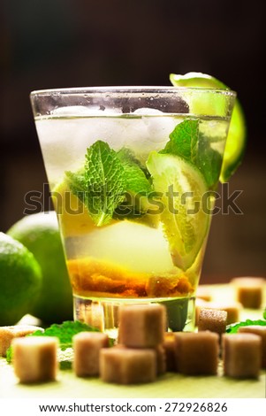 Mojito cocktail with rum,mint and lime