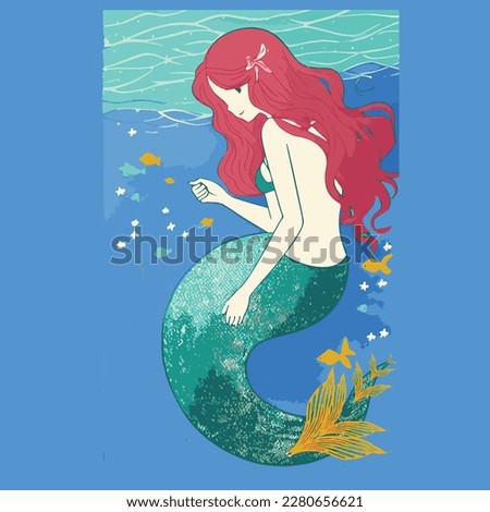 ِAriel, little mermaid, vector illustration