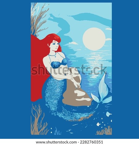 mermaid, vector illustration, Ariel mermaid