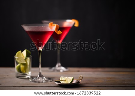 Similar – Image, Stock Photo Glass of Cosmopolitan refreshing cocktail on table
