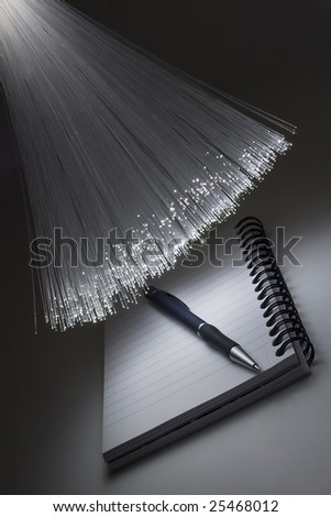 Writing pad and pen and optical fiber floodlight.