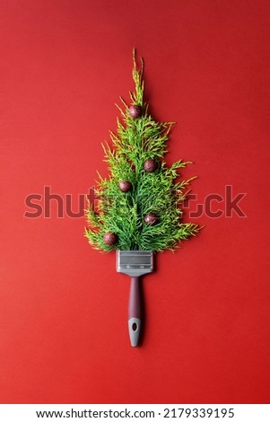 Similar – Image, Stock Photo A Christmas tree painted with a child’s hand | Light painting with green light