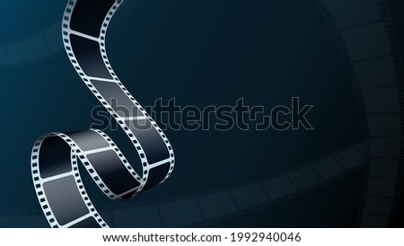 Cinema Background. 3D isometric film strip in perspective. Movie and cinema design for festival poster. Vector template cinema festival or presentation with place for text. Entertainment concept.