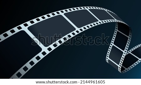 Film strip in perspective. 3D isometric film strip. Cinema Background. Template cinema festival or presentation with place for your text. Movie time and entertainment concept. Vector illustration.