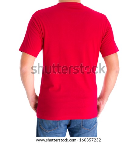 close up of man in blank V-neck short sleeve t-shirt