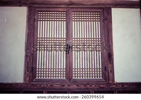 A window frame, Old Korean traditional window, wood window, process color