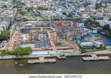 Bangkok, Thailand- May 27, 2015:Construction building Bangkok city bird eye view from bangruk district on May 27, 2015 in bangkok, Thailand.