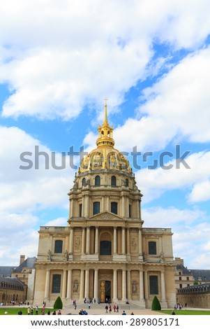 PARIS, FRANCE -JUNE 2: Chapel of Saint Louis des Invalides on June 2, 2015 in Paris. Chapel built in 1679 is the burial site for some of France\'s war heroes, notably Napoleon Bonapart