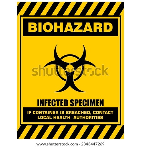 Biohazard, infected specimen, sign and sticker vector