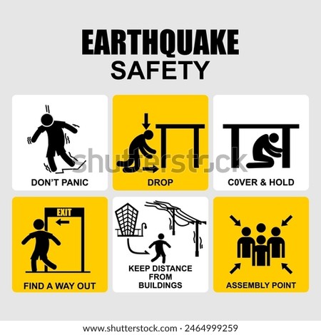 Earthquake safety, sign information vector