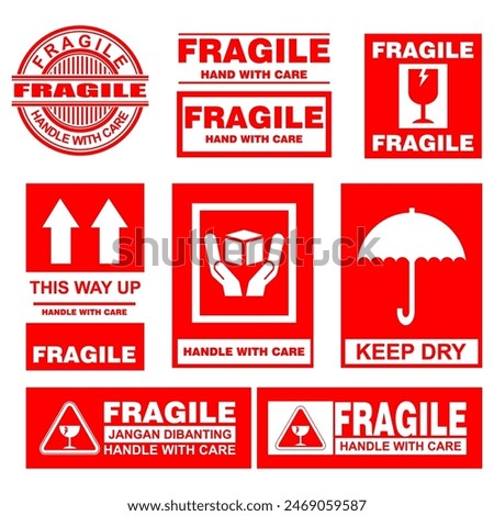 Fragile sticker and label  set vector