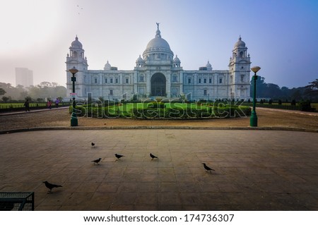 Victoria Memorial, , Kolkata , India. A Historical Monument of Indian Architecture. It was built between 1906 and 1921 to commemorate Queen Victoria\'s 25 years reign in India.