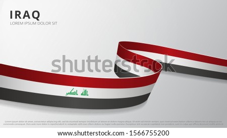 Flag of Iraq. Realistic wavy ribbon with Iraqi flag colors. Graphic and web design template. National symbol. Independence day poster. Abstract background. Vector illustration.