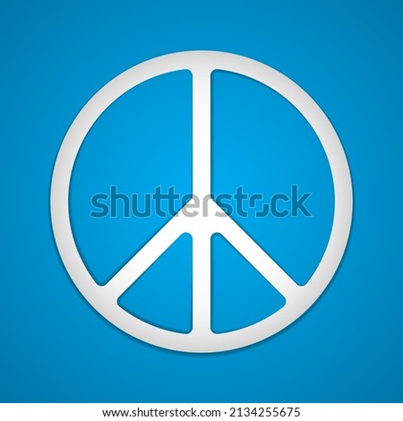 White Peace icon isolated on blue background. Pacific logo, sign. Hippie symbol of peace. Design element for anti-war company. Vector illustration. EPS10