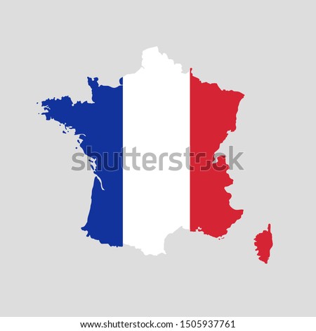 Vector illustration of France flag map. Vector map.