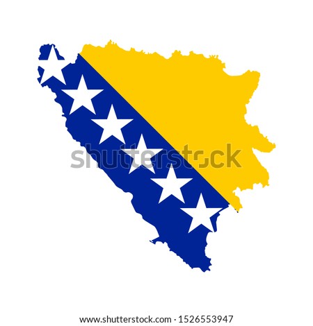 Vector illustration of Bosnia and Herzegovina flag map. Vector map.