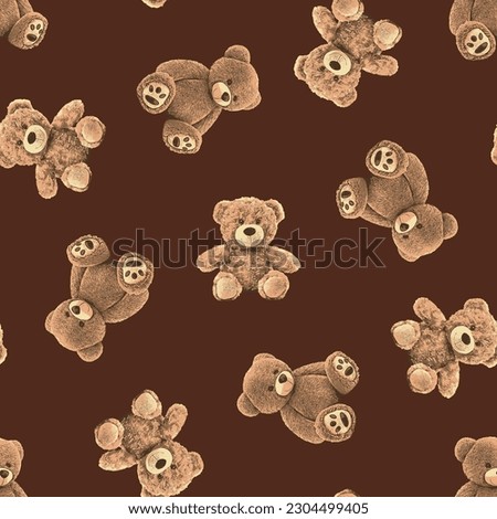 Seamless Teddy Bear pattern with pastel background color, art number 46