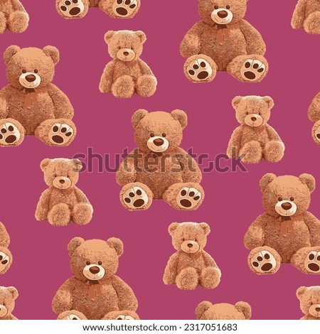 Seamless Teddy Bear pattern with pastel background color, art number 063