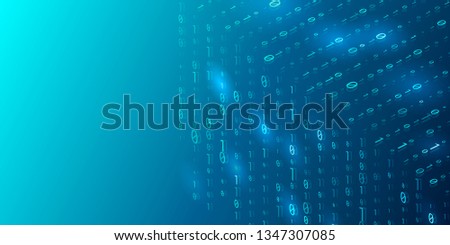 Abstract vector background. Binary code in isometric style with light effects. Eps 10