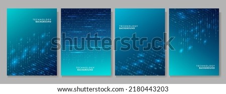 Vector illustration. Binary code background. Software programming concept. Glowing numbers and dots. Digital data. Technological style. Design for brochure, book cover, magazine, poster, layout