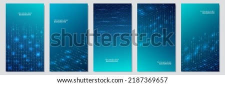 Vector illustration. Binary code dark background. Software programming concept. Glowing numbers and dots. Digital data. Technological style. Design for flyer, voucher, coupon, social media stories