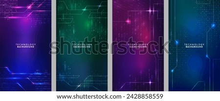 Vector illustration. Binary code background. Software programming concept. Glowing numbers and dots. Digital data. Technological style. Design for flyer, voucher, coupon, vertical banner, wallpaper