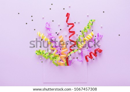 Similar – Image, Stock Photo Confetti comes out of a glass of wine against blue background.